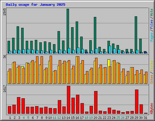 Daily usage for January 2025