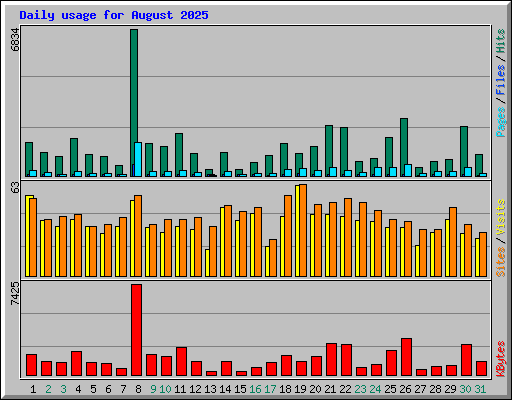 Daily usage for August 2025