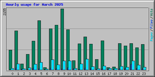 Hourly usage for March 2025